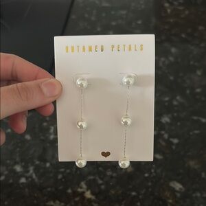 White Pearl Drop Earrings - Untamed Petals